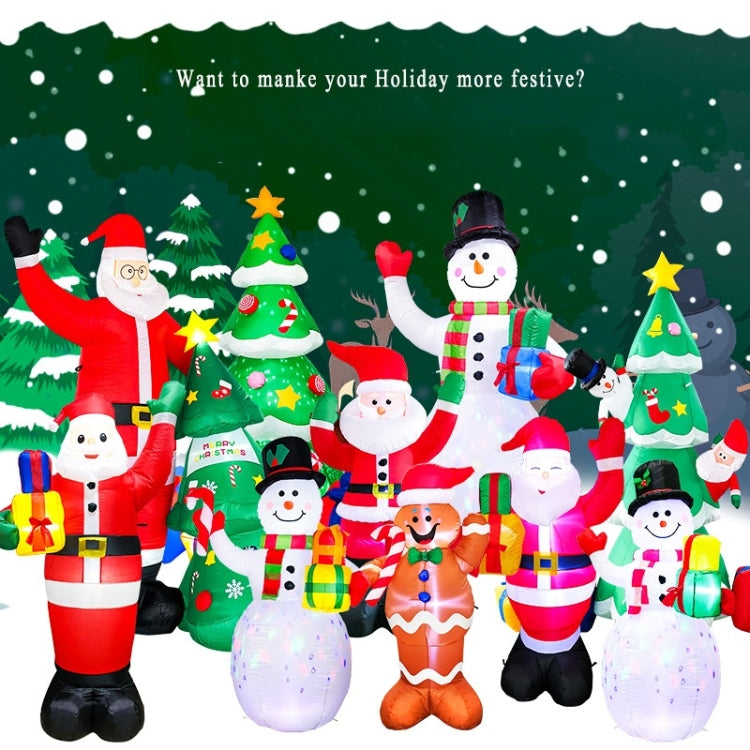Inflatable Christmas characters with tree, snowmen, and nutcracker figures