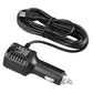 Car dual USB power charger cord with mini plug, black cable and adapter