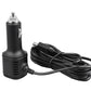 Car lighter style dual USB charger with black cable and side USB ports