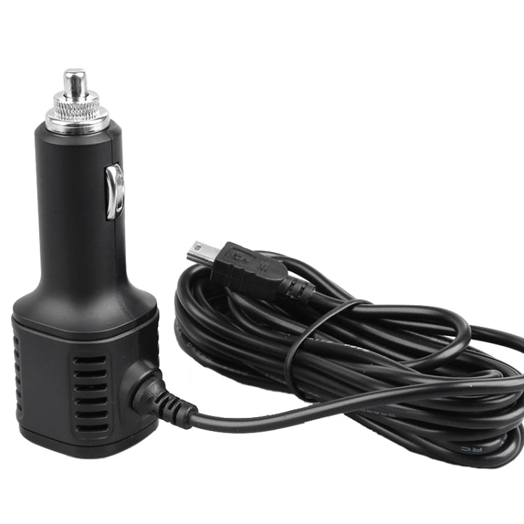 Car lighter style dual USB charger with black cable and side USB ports