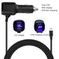 Car dual USB charger with display screen showing voltage and charging current