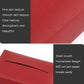 Red leather-texture car tissue box holder with front dispensing slot and gold button