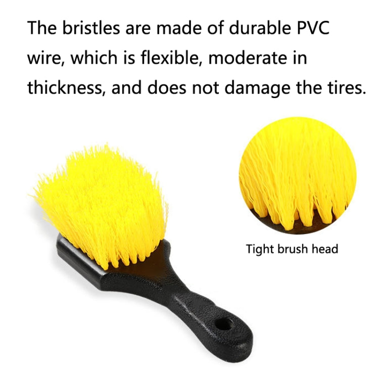 PVC bristle tire brush with yellow brush head and black handle