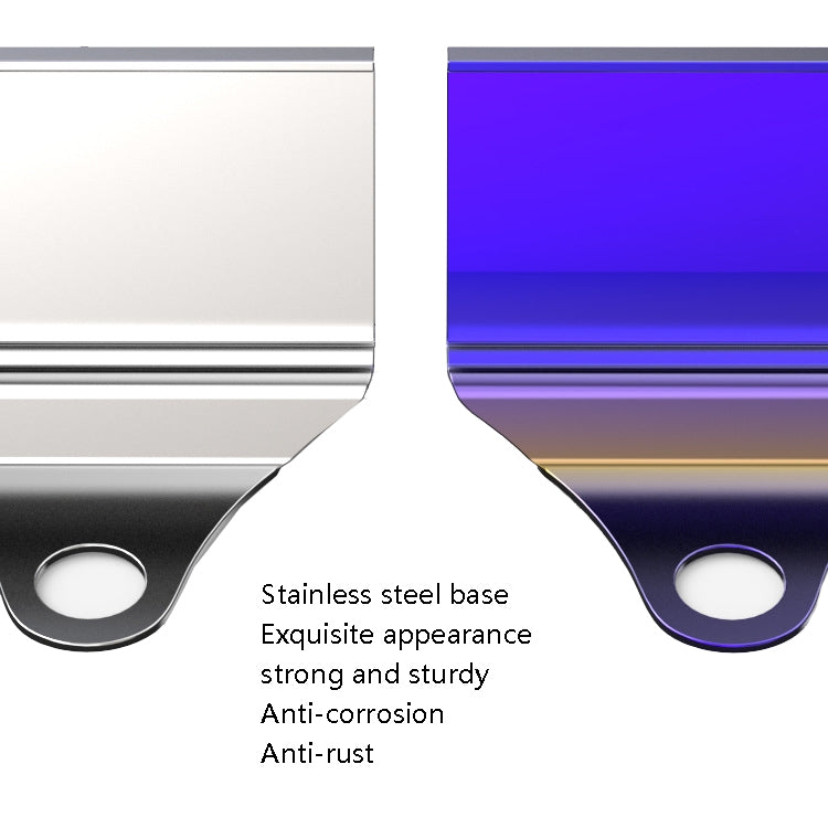Motorcycle voltmeter bracket with oval mounting hole and blue accent panel
