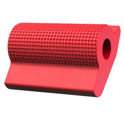 Red textured motorcycle gear shift cover with circular mounting hole