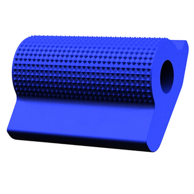 Blue textured motorcycle gear shift cover with circular mounting hole