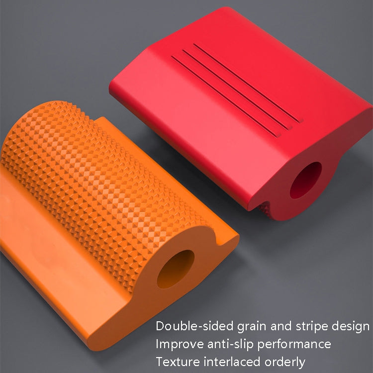 Red and orange textured motorcycle gear shift covers with circular holes