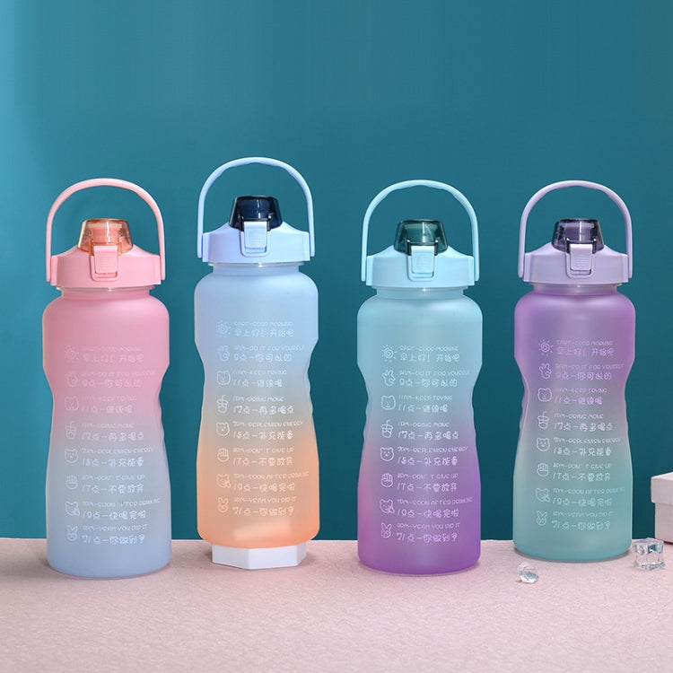 Set of sports water bottles with straw lids and carry handles in pastel colors