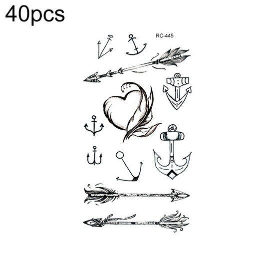 Watercolor-style small temporary tattoo stickers set with black anchors, hearts, and arrows (RC-445).