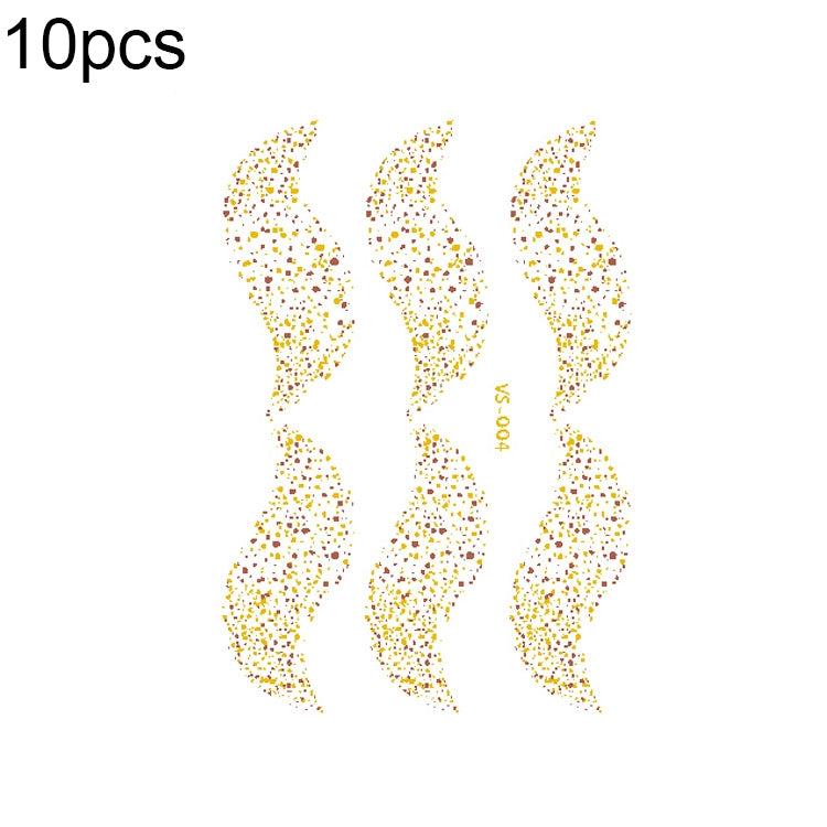 Gold glitter face tattoo sticker sheet with crescent waves and dotted detailing
