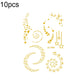 Gold heart and swirl face tattoo sticker sheet with dots and star accents