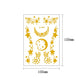 Gold crescent and star face tattoo sticker sheet, hot stamping waterproof