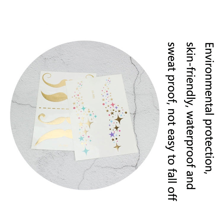 Assorted glitter face tattoo sticker set on backing card, waterproof hot stamping