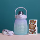 1.1L large belly straw water cup with top handle, purple gradient body and straw