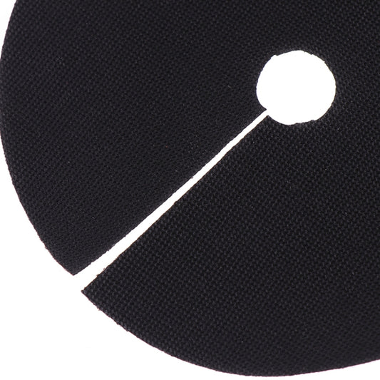 Black non-woven gardening fabric cover section with large center hole