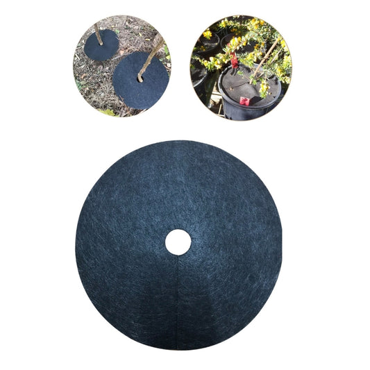 Black non-woven gardening ground cover cloth roll, circular with center hole