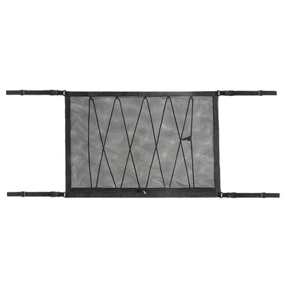 Black car ceiling storage net bag with draw rope and double-layer mesh