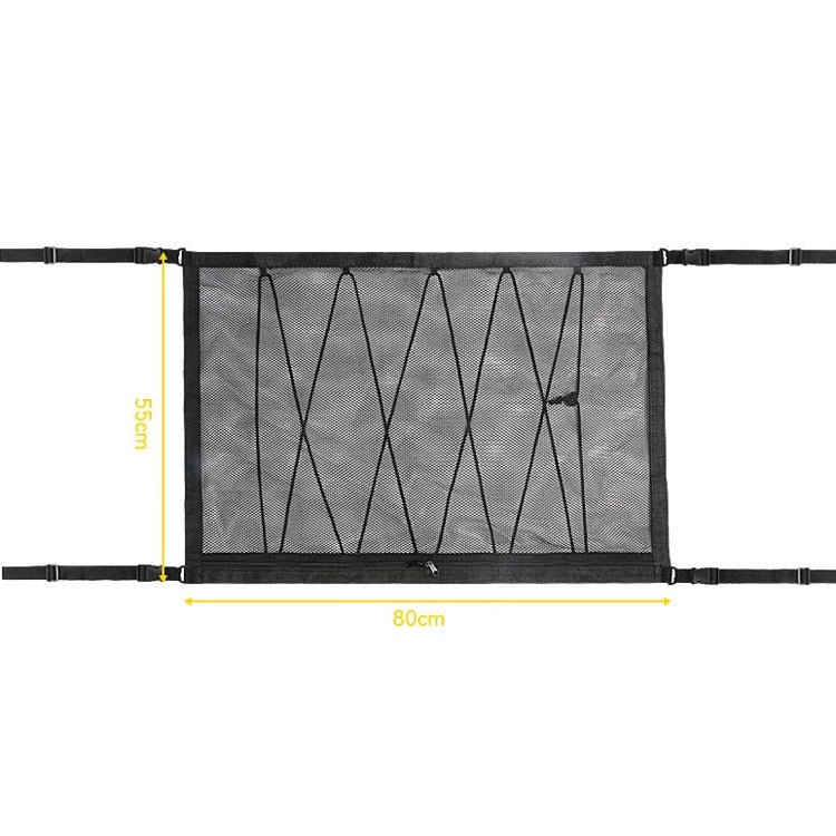 Black car ceiling net storage bag with elastic draw rope, 80x55cm