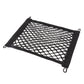 Black stretch mesh car storage net bag with reinforced border and metal grommet hooks