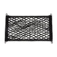 Black elastic mesh car storage net bag with sturdy stitched border and corner loops