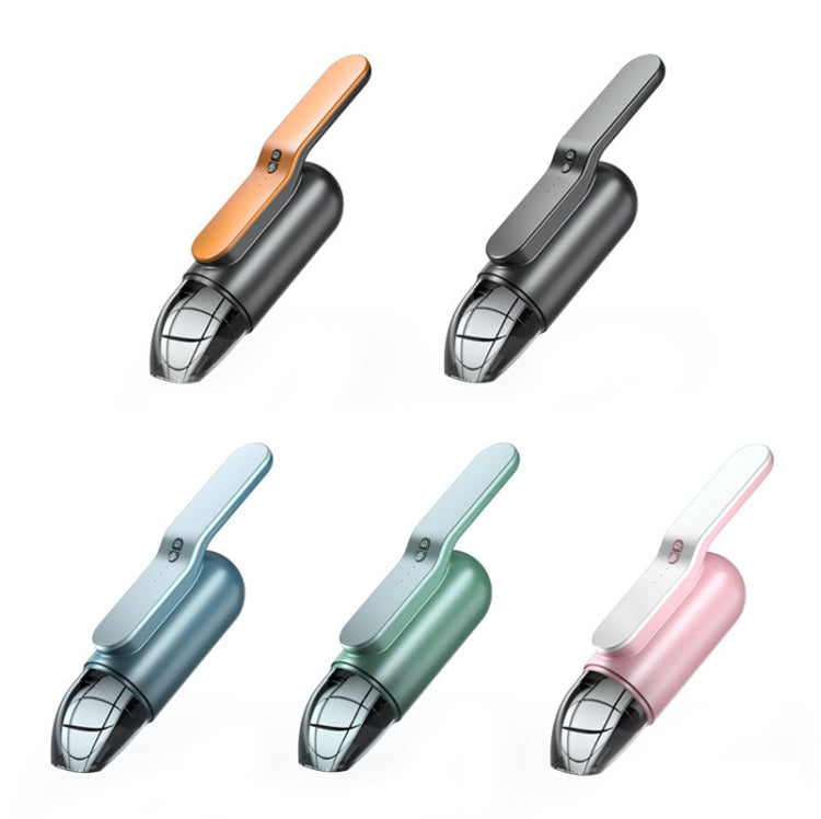 Wireless handheld car vacuum cleaner set, multiple color housings and clear dust cups.