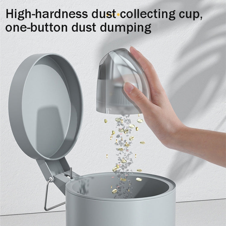 Wireless handheld car vacuum cleaner with removable dust-collecting cup and one-button emptying.