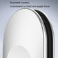 Silver rain scraper close-up with rounded corners and curved metal edge