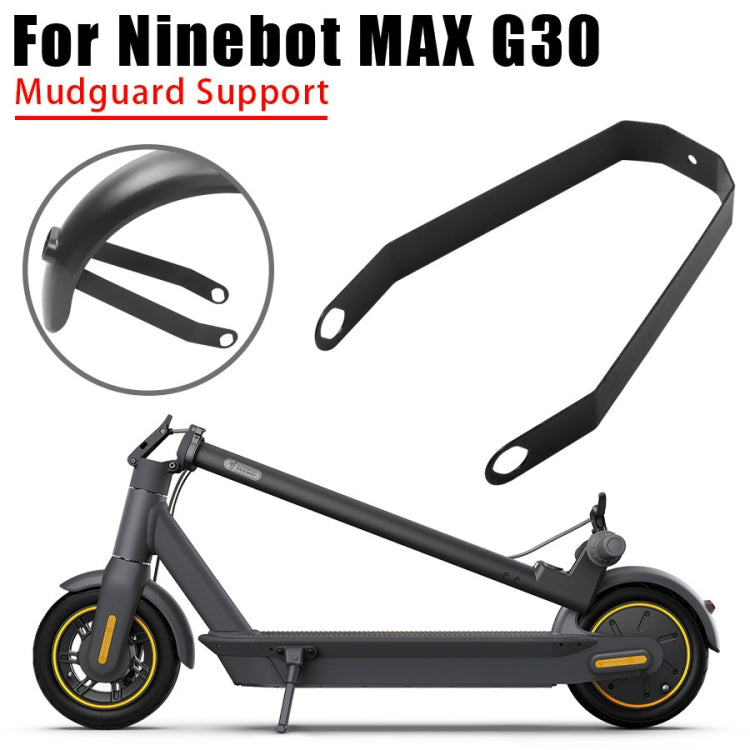 Electric scooter rear mudguard bracket shown on a scooter frame, black metal strap