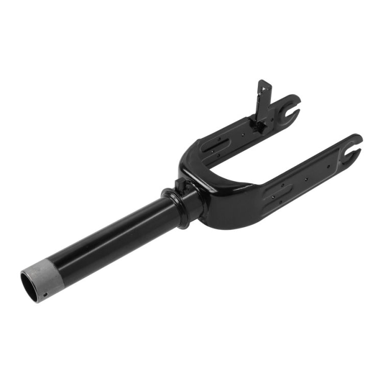 Front fork with front wheel axle and mounting bracket, black metal scooter accessory