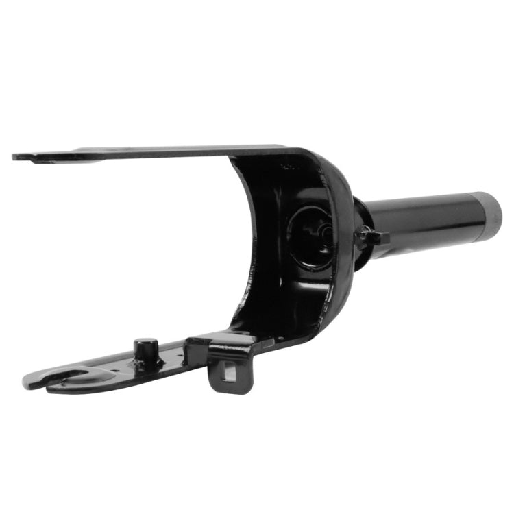 Front fork lower yoke with mounting arm, black metal for scooter wheel