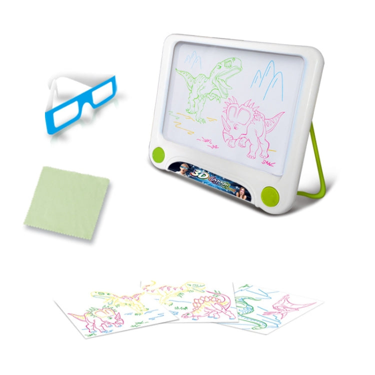 3D luminous drawing board with neon dinosaur outline, green side buttons