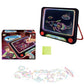 3D luminous drawing board with neon space creature and planet illustration, red base knobs