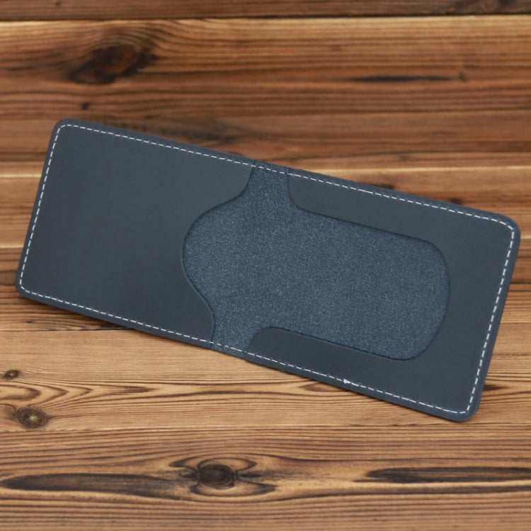 Navy leather driving license holder wallet with stitched edges and front ID window
