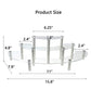 3-tier clear acrylic display stand with silver metal posts and curved round shelves