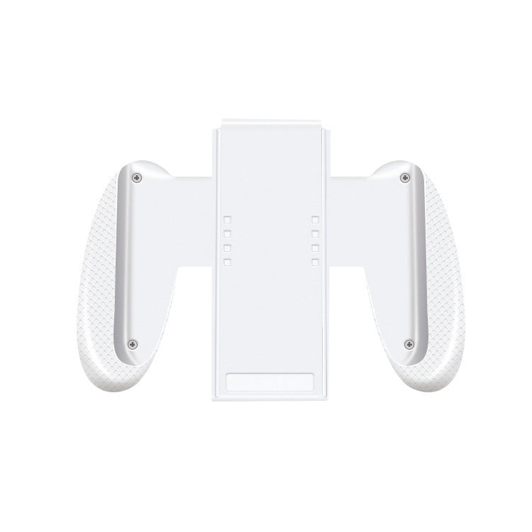 White ABS gaming grip accessory for Nintendo Switch OLED, with textured side handles