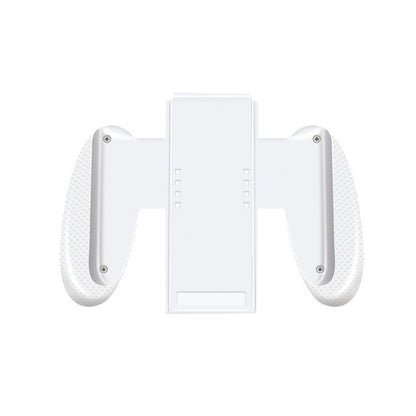White ABS gaming grip accessory for Nintendo Switch OLED, with textured side handles