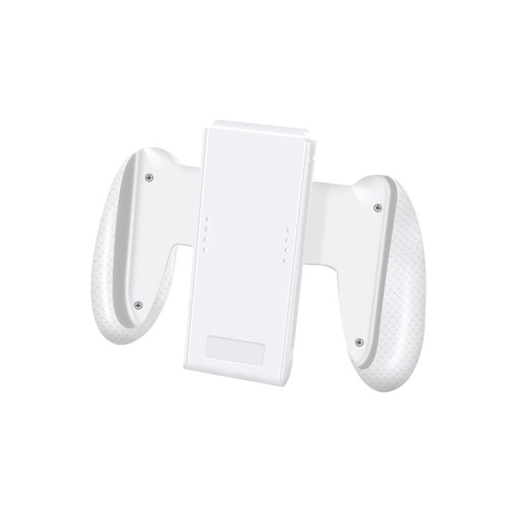 White ABS gaming grip accessory for Nintendo Switch OLED, with front bracket