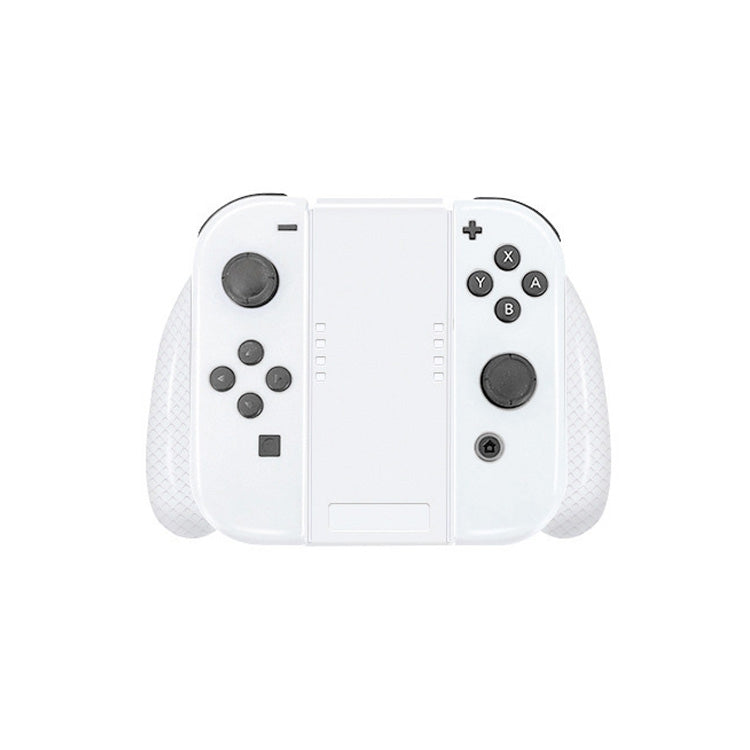 White ABS gaming grip for Nintendo Switch OLED, controller buttons visible