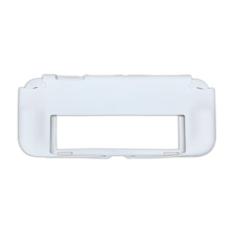 White silicone protective case frame for Switch OLED with rear cutouts and screen window
