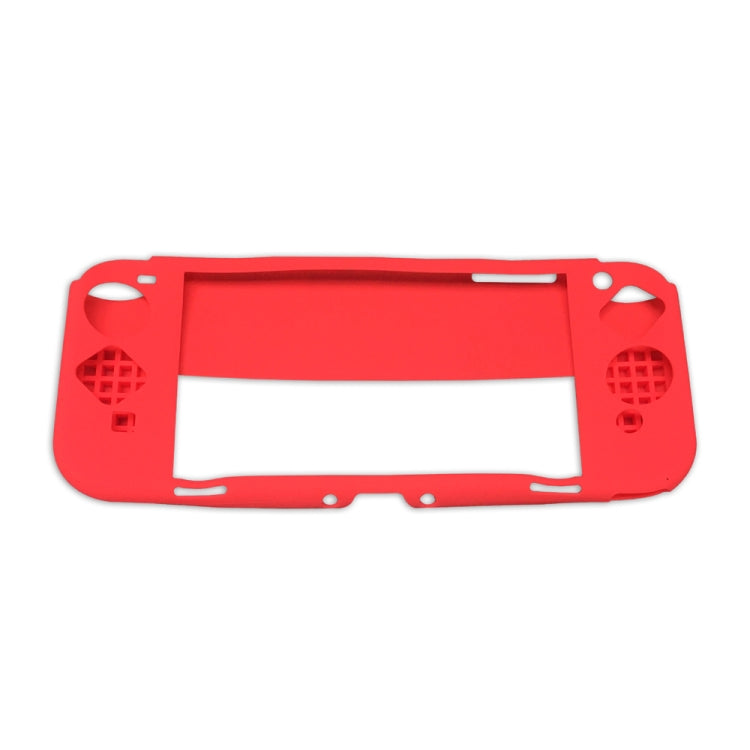 Red silicone protective case for Switch OLED with screen opening and vent grid side cutouts