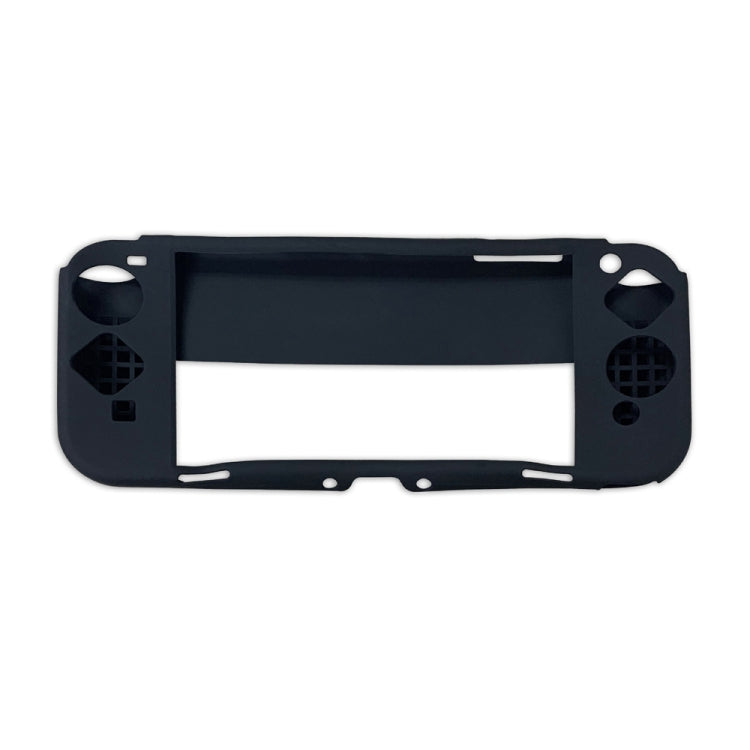 Black silicone protective case for Switch OLED with screen opening and side vent grid cutouts