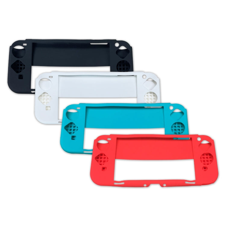 Assorted color silicone protective cases set for Switch OLED, including black, white, blue, teal, red
