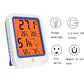 Digital wall thermometer and hygrometer with 3.2-inch LCD, orange backlight, and magnet back