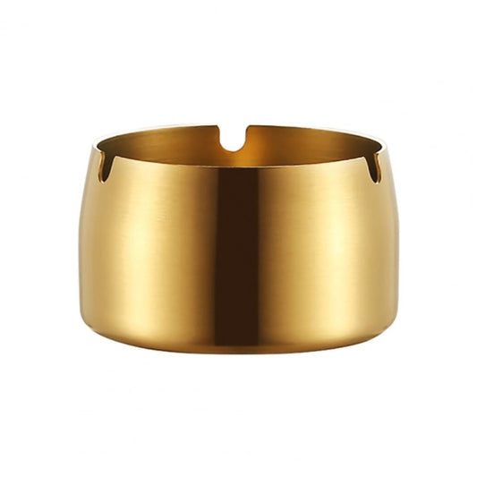 Gold stainless steel ashtray with windproof notches and drop-proof shape