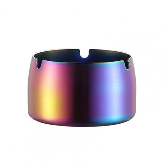 Colorful stainless steel ashtray with windproof notches and drop-proof shape