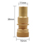 Automatic tire bleed valve fitting, brass tone, 38mm height, 16mm base, 11mm top