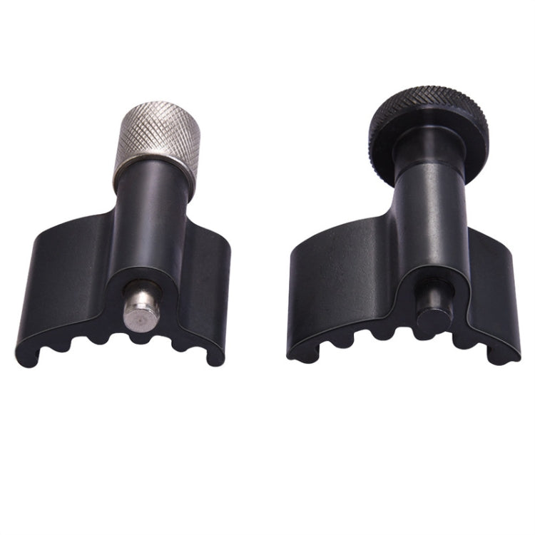 Black camshaft alignment tool with textured metal grip knob sleeves