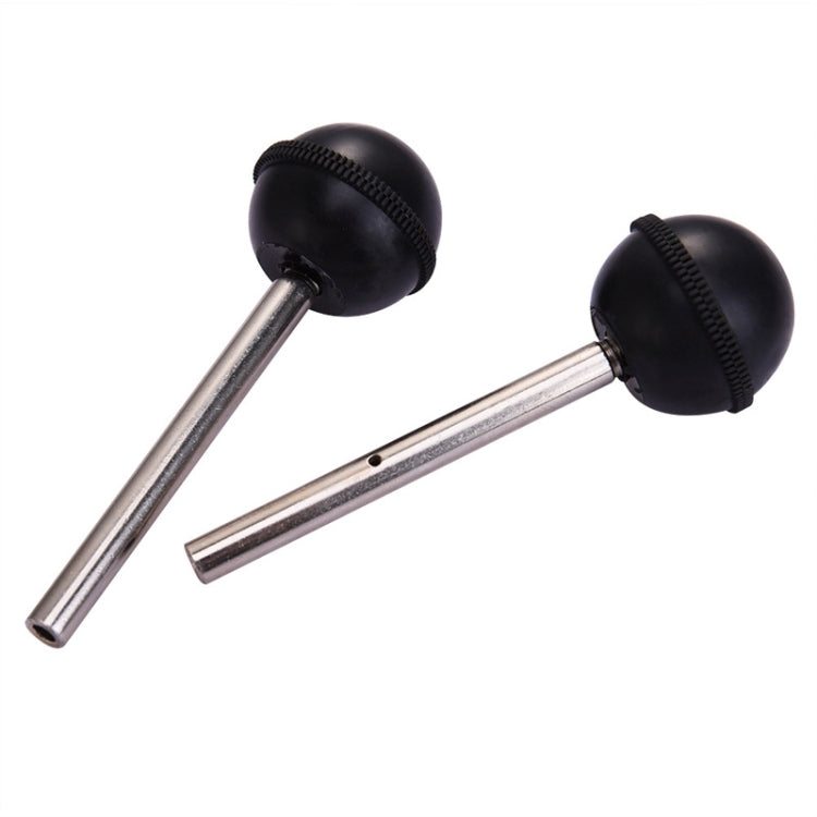Two camshaft timing tool rods with black rubber end knobs and silver shafts
