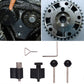 Camshaft timing tool set with assorted metal rods and black alignment pieces