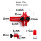 Red plastic cam locking tool with two black star contact bumps